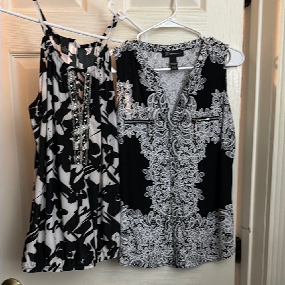 Black and White Sleeveless Tops